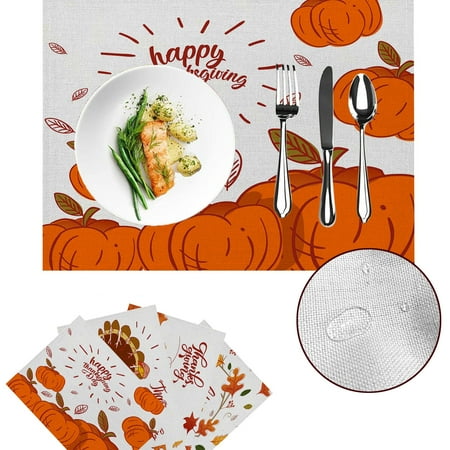 Mittory Thanksgiving Pumpkin Turkey Maple Leaf Placemats 4PC Autumn Table Decoration
Mittory Thanksgiving Pumpkin Turkey Maple Leaf Placemats 4PC Autumn Table Decoration