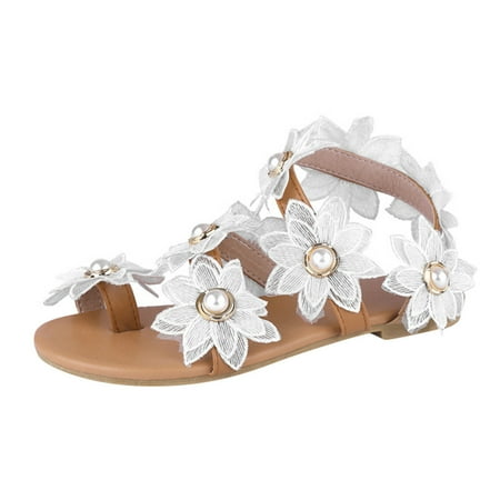 Wandatree Womens Sandals Fashion Casual Floral Pearl Flat Sandals Toe Ring Beach Shoes
Wandatree Womens Sandals Fashion Casual Floral Pearl Flat Sandals Toe Ring Beach Shoes