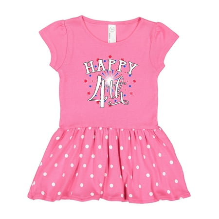 Inktastic Happy 4th- Fourth of July Firework Gift Toddler Girl Dress
