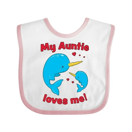 Inktastic My Auntie Loves Me Narwhal Family Gift Baby Boy or Baby Girl Bib