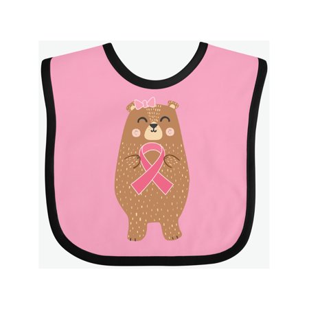 Inktastic Breast Cancer Awareness Pink Ribbon Bear Gift Baby Girl Bib