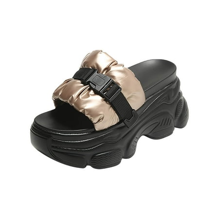 Youmylove Slope With Pleated Sandals Fashion Belt Buckle Thick Bottom Muffin High Heel Slippers Summer Comfy Daily Simple Walking Footwears
Youmylove Slope With Pleated Sandals Fashion Belt Buckle Thick Bottom Muffin High Heel Slippers Summer Comfy Daily Simple Walking Footwears