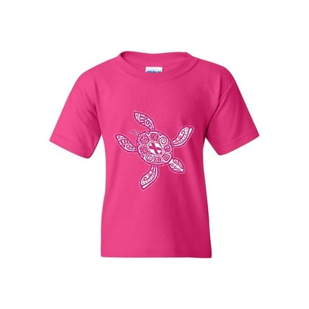 Hawaiian Sea Turtle in Pink Hawaii Kauai Maui Oahu Unisex Youth Kids T-Shirt Tee