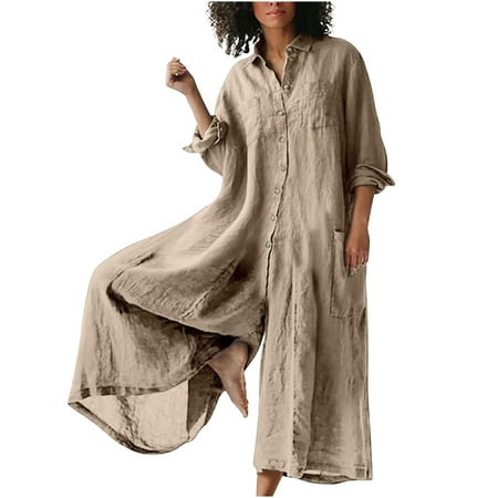 AIEOTT Jumpsuits for Women Clearance Rompers for Women Women Casual Solid Turn-down Collar Cotton Linen Romper Long Playsuit Zipper Jumpsuit Wide Leg Bib Overall Loose Pants Big Holiday Savings
AIEOTT Jumpsuits for Women Clearance Rompers for Women Women Casual Solid Turn-down Collar Cotton Linen Romper Long Playsuit Zipper Jumpsuit Wide Leg Bib Overall Loose Pants Big Holiday Savings