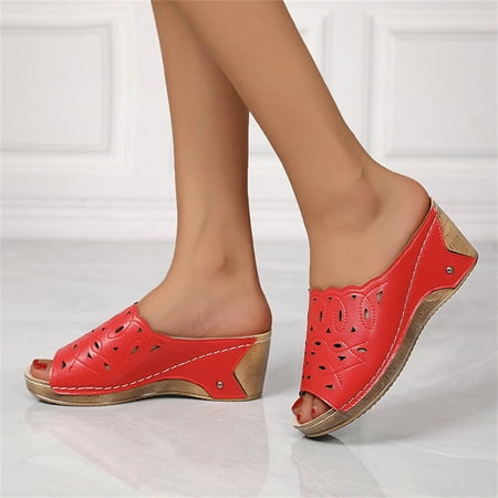 〖Yilirongyumm〗 Red 39 Sandals Women Ladies Fashion Solid Color Leather Cutout Open Toe Wedge Roman Sandals
〖Yilirongyumm〗 Red 39 Sandals Women Ladies Fashion Solid Color Leather Cutout Open Toe Wedge Roman Sandals