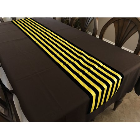 Cotton Print Table Runner 1 Inch Wide Stripes Yellow and Black