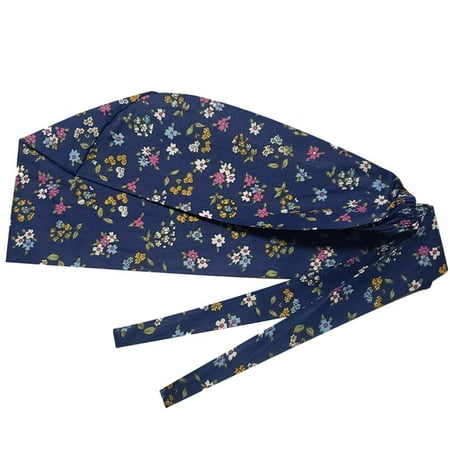 Qingsaizhen Scrub Cap Floral Letter Print Dust Proof Chef Scrub Cap Round Bouffant Adjustable Hat