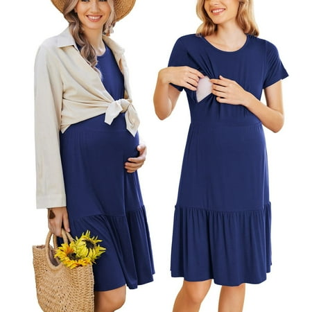 Breastfeeding Sleepwear Dress Above Knee Length Women Maternity Dress Double Layer Openings Short Sleeves Round Collar For Home Wear Black Blue OD Green Wine Red
Breastfeeding Sleepwear Dress Above Knee Length Women Maternity Dress Double Layer Openings Short Sleeves Round Collar For Home Wear Black Blue OD Green Wine Red