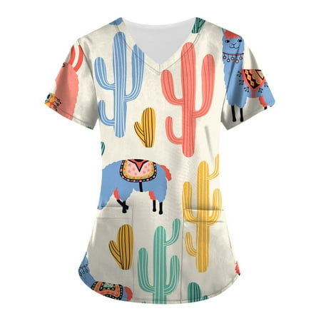 DENGDENG Classic Fit V Neck Animal Print Scrubs for Women Casual Short Sleeve Pockets Workwear Blouses
DENGDENG Classic Fit V Neck Animal Print Scrubs for Women Casual Short Sleeve Pockets Workwear Blouses