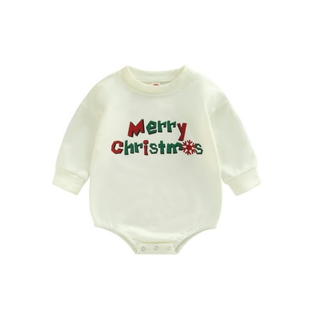 Sunisery Newborn Baby Boys Girls Christmas Jumpsuit Cartoon Letter Santa Claus Print Long Sleeve Round Neck Romper Beige Letter 0-3 Months
Sunisery Newborn Baby Boys Girls Christmas Jumpsuit Cartoon Letter Santa Claus Print Long Sleeve Round Neck Romper Beige Letter 0-3 Months