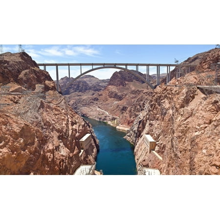 Hoover Dam Canyonland and bridge connecting two states Nevada-Arizona USA Stretched Canvas - Panoramic Images (20 x 12)