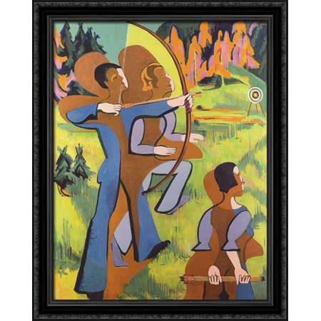 Archers 28x36 Large Black Ornate Wood Framed Canvas Art by Ernst Ludwig Kirchner