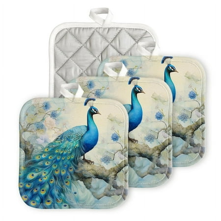 Bahomeck Pot Holder 4Pcs Blue Peacock With Feathers Spread Out Square Heat Resistant Hot Pads For Kitchen Cooking Oven With Hanging Loop Potholder Easy To Store
Bahomeck Pot Holder 4Pcs Blue Peacock With Feathers Spread Out Square Heat Resistant Hot Pads For Kitchen Cooking Oven With Hanging Loop Potholder Easy To Store