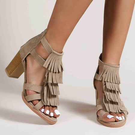 KBODIU Women s Chunk Low Heel Pump Sandals Women s Vintage Tassel Slippers Thick Heel High Heel Back Zipper Sandals
KBODIU Women s Chunk Low Heel Pump Sandals Women s Vintage Tassel Slippers Thick Heel High Heel Back Zipper Sandals