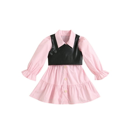 JBEELATE Toddler Baby Girls Dress 2Pcs Outfit Set Button Down Tunic Shirts Dress+Faux Leather Crop Top Vest
JBEELATE Toddler Baby Girls Dress 2Pcs Outfit Set Button Down Tunic Shirts Dress+Faux Leather Crop Top Vest