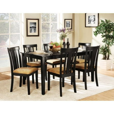Homelegance Tibalt 7 Piece Rectangle Black Dining Table Set - 60 in. with 6 Slat Back Chairs