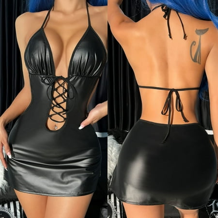 Hesxuno Sexy Women Halter Lingerie Bandage Leather Temptation Babydoll Underwear Sleepwear Dress
Hesxuno Sexy Women Halter Lingerie Bandage Leather Temptation Babydoll Underwear Sleepwear Dress