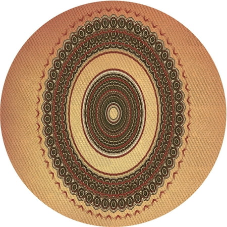 Ahgly Company Indoor Round Patterned Mahogany Brown Area Rugs 6 Round