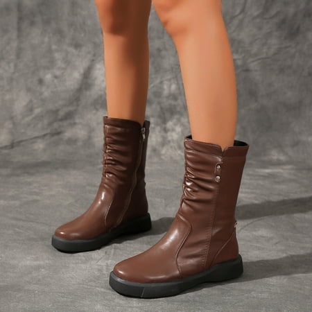 ERTUTUYI Ladies British Style Solid Wrinkled Leather Side Zip Flat Fashion Mid Boots Brown 41
ERTUTUYI Ladies British Style Solid Wrinkled Leather Side Zip Flat Fashion Mid Boots Brown 41