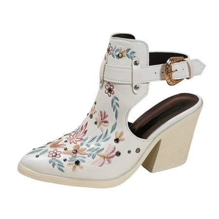 LIANGP Women s Sandals Ladies Fashion Retro Leather Embroidered Pointed Belt Buckle Thick High Heel Sandals Women s Shoes White Size 7
LIANGP Women s Sandals Ladies Fashion Retro Leather Embroidered Pointed Belt Buckle Thick High Heel Sandals Women s Shoes White Size 7