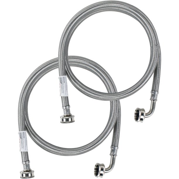 Certified Appliance Accessories WM60SSL2PK 2 Pk Braided Stainless Steel Washing Machine Hoses with Elbow, 5ft