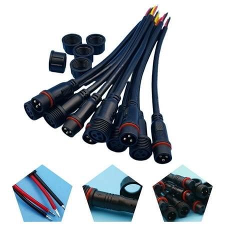 5 Pairs IP65 Waterproof 2/3-Pin 22AWG Wire LED Male and Female Cable Connector