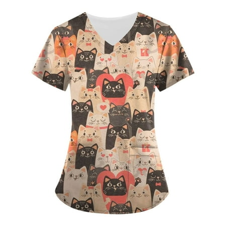 Qcmgmg Plus Size Scrubs with Two Pockets Casual Short Sleeve Loose Fit Uniform Shirts for Women Cartoon Pattern V Neck Scrub Tops for Women Workwear Tops for Ladies Khaki M
Qcmgmg Plus Size Scrubs with Two Pockets Casual Short Sleeve Loose Fit Uniform Shirts for Women Cartoon Pattern V Neck Scrub Tops for Women Workwear Tops for Ladies Khaki M
