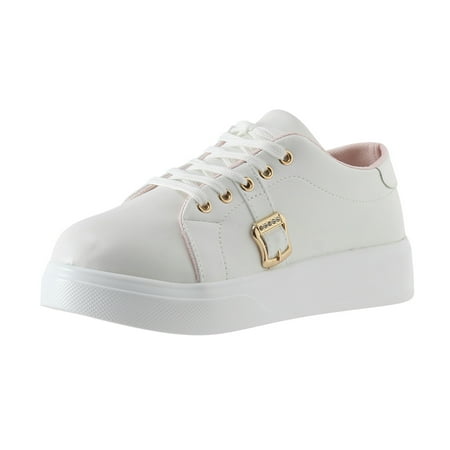 Cathalem Ladies Fashion Solid Leather Rhinestone Belt Buckle Decoration Lace Up Thick Soled Casual Sneakers White 41
Cathalem Ladies Fashion Solid Leather Rhinestone Belt Buckle Decoration Lace Up Thick Soled Casual Sneakers White 41