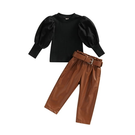 Kids Baby Girl Puff Long Sleeve T-shirt and Trousers Ribbed Top and PU Leather Long Pants with Belt
Kids Baby Girl Puff Long Sleeve T-shirt and Trousers Ribbed Top and PU Leather Long Pants with Belt