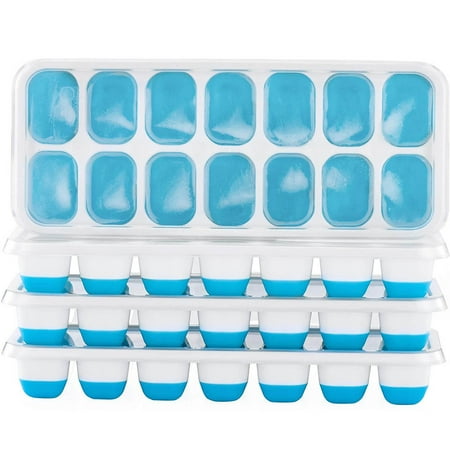4PC Ice Compartment Easy-Release Silicone Flexible Spill-Resist Removable Lid B