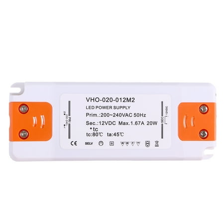 12V 20W LED Driver Converter Ultra-slim 1.67A Driver for LED Bulb Light (White)