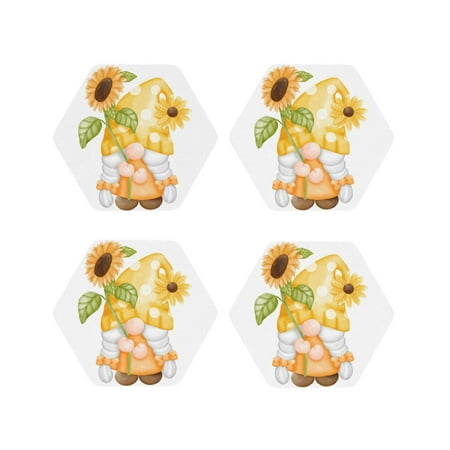 Tebeau Sunflower Gnomes 3 Print Set of 4 Leather Drink Coasters Round Cup Mat Pad for Home and Kitchen Use 4 -Hexagon
Tebeau Sunflower Gnomes 3 Print Set of 4 Leather Drink Coasters Round Cup Mat Pad for Home and Kitchen Use 4 -Hexagon