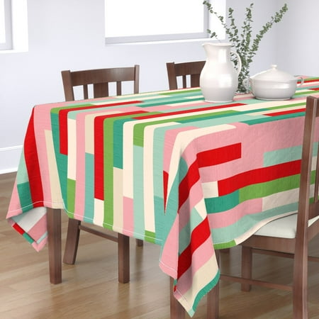 Cotton Sateen Tablecloth 70 Square - Retro Christmas Lines Pattern Pink Green Blue Red Abstract Happy Print Custom Table Linens by Spoonflower
Cotton Sateen Tablecloth 70 Square - Retro Christmas Lines Pattern Pink Green Blue Red Abstract Happy Print Custom Table Linens by Spoonflower