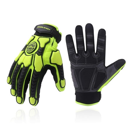 

HANDLANDY Anti Vibration Gloves Men Impact Resistant Work Gloves Padded Palm Grip Heavy Duty Working Gloves Green X-Large