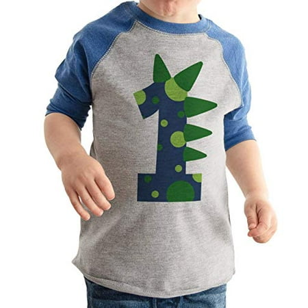 7 ate 9 Apparel Boy s One 1st 1 First Birthday Dinosaur Spike Dino Blue Raglan Tee
7 ate 9 Apparel Boy s One 1st 1 First Birthday Dinosaur Spike Dino Blue Raglan Tee