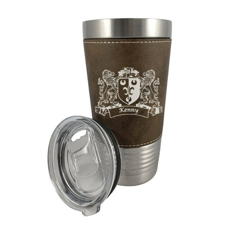 Kenny Irish Coat of Arms Leather Travel Mug