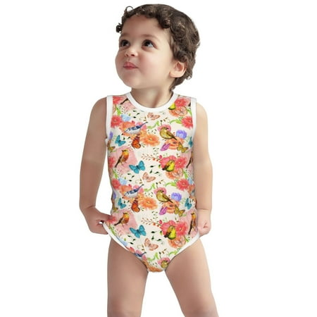 Vsdgher Flowers And Birds Watercolor Print Baby Unisex Baby Cotton Sleeveless Bodysuits Soft and velvety comfortable and breathable
Vsdgher Flowers And Birds Watercolor Print Baby Unisex Baby Cotton Sleeveless Bodysuits Soft and velvety comfortable and breathable