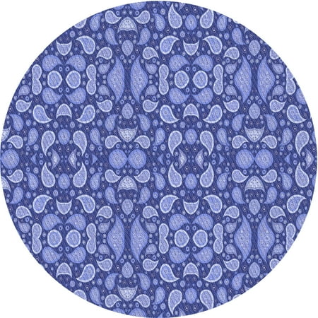 Ahgly Company Indoor Round Patterned Denim Blue Area Rugs 8 Round