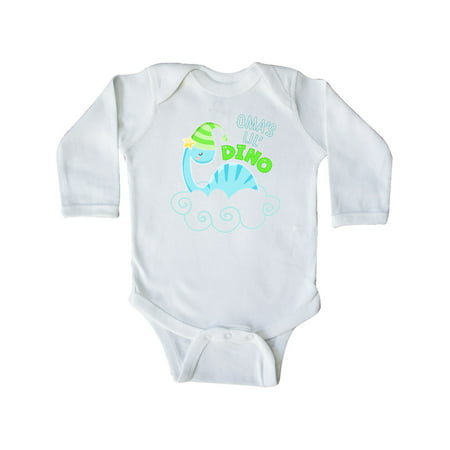 

Inktastic Oma s Lil Dino with Cute Blue Baby Dinosaur Gift Baby Boy or Baby Girl Long Sleeve Bodysuit