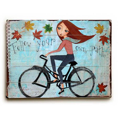 ArteHouse Decorative Wood Sign "Follow Your Path" by Artist Heather Rushton, 25" x 34", Planked Wood