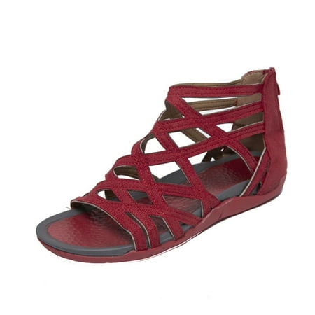 IKemiter Women s Casual Sandals Hollow Breathable Wedge Heel Leisure Shoes with Back Zipper