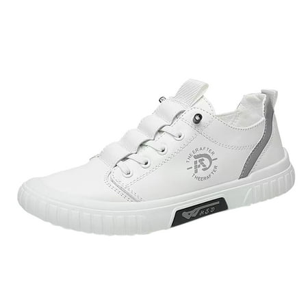 nsendm Slide on Shoes for Men Casual Men Low Top PU Casual Walking Shoes Shoes Men Casual Loafer Leather Shoes White 9.5