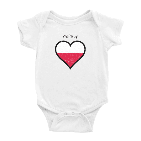 Poland Flag Heart Love Cute Baby Clothing Bodysuits Boy Girl Clothes