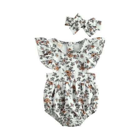 jaweiw 2 Pcs Newborn Floral Outfits Set Baby Girl Fly Sleeve Round Neck Romper + Bowknot Headband
jaweiw 2 Pcs Newborn Floral Outfits Set Baby Girl Fly Sleeve Round Neck Romper + Bowknot Headband