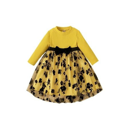 BrilliantMe Kids Baby Girls Mesh Patchwork Dress Ribbed Flower Long Sleeve Round Neck One-piece Dresses 6-12 Months
BrilliantMe Kids Baby Girls Mesh Patchwork Dress Ribbed Flower Long Sleeve Round Neck One-piece Dresses 6-12 Months