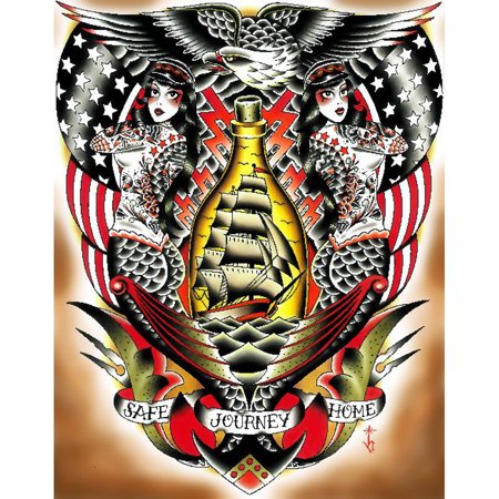 Safe Journey by Tyler Bredeweg Canvas Giclee Traditional Tattoo Nautical Ship