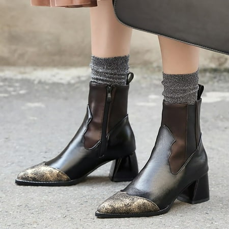 TALKVE Women s Autumn And Winter New Thick High Heel Leather Side Zipper Fashionable Versatile Short Boots 
TALKVE Women s Autumn And Winter New Thick High Heel Leather Side Zipper Fashionable Versatile Short Boots