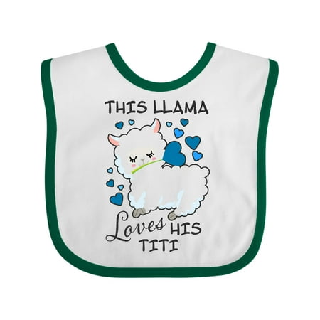 Inktastic This Llama Loves His Titi with Blue Hearts Gift Baby Boy Bib