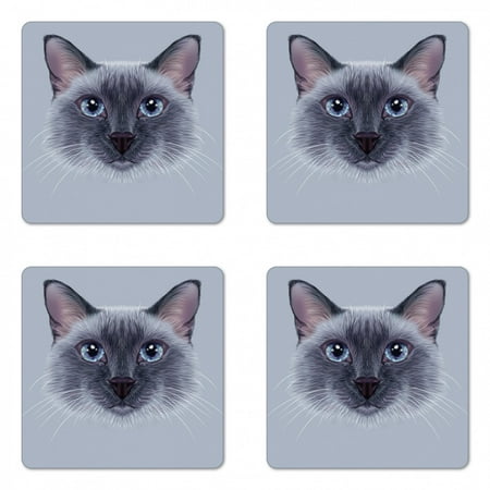 Animal Coaster Set of 4 Portrait Image of Thai Siamese Cat with Retro Style Lettering Artwork Square Hardboard Gloss Coasters Standard Size White Sky Blue and Grey by Ambesonne
Animal Coaster Set of 4 Portrait Image of Thai Siamese Cat with Retro Style Lettering Artwork Square Hardboard Gloss Coasters Standard Size White Sky Blue and Grey by Ambesonne