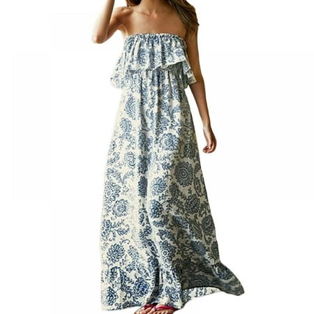 Women s Casual Off Shoulder Blue and white porcelain Graphic Loose Sleeveless Tube Top Maxi Dress Strapless Tube Beach Dresses
Women s Casual Off Shoulder Blue and white porcelain Graphic Loose Sleeveless Tube Top Maxi Dress Strapless Tube Beach Dresses